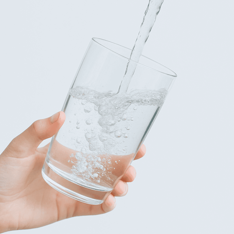 Glass filling with water
